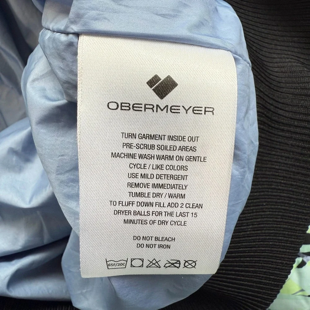 Obermeyer Peri Down Anorak Jacket Kids Girls Light Blue Green Botanical - Large